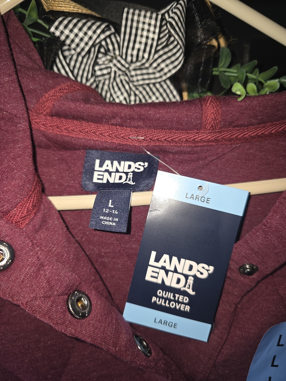 Lands' End Women's Quilted Pullover Jacket - Burgundy (Large)